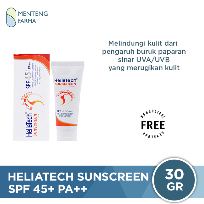 Heliatech Sunscreen Spf 45+ PA++ 30 Gr - Tabir Surya Pelindung Kulit dari sinar UV