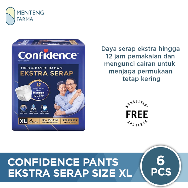 Confidence Pants Extra Serap XL 6 Pcs - Popok Celana Dewasa