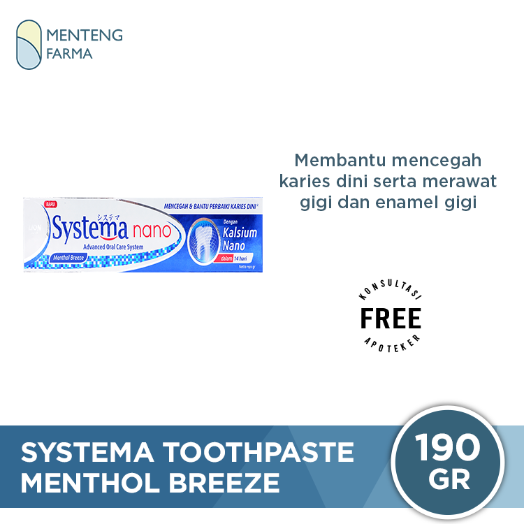 Systema Toothpaste Menthol Breeze 190 gr - Pasta Gigi Mencegah & Memperbaiki Karies Dini