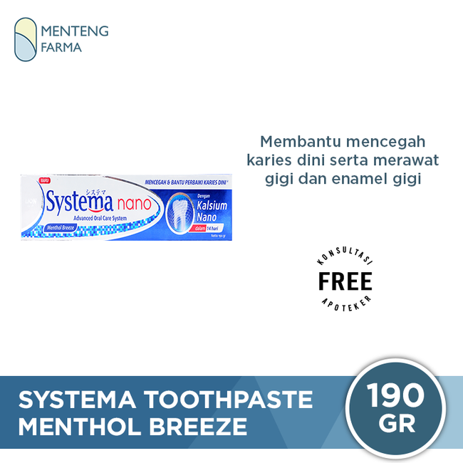 Systema Toothpaste Menthol Breeze 190 gr - Pasta Gigi Mencegah & Memperbaiki Karies Dini