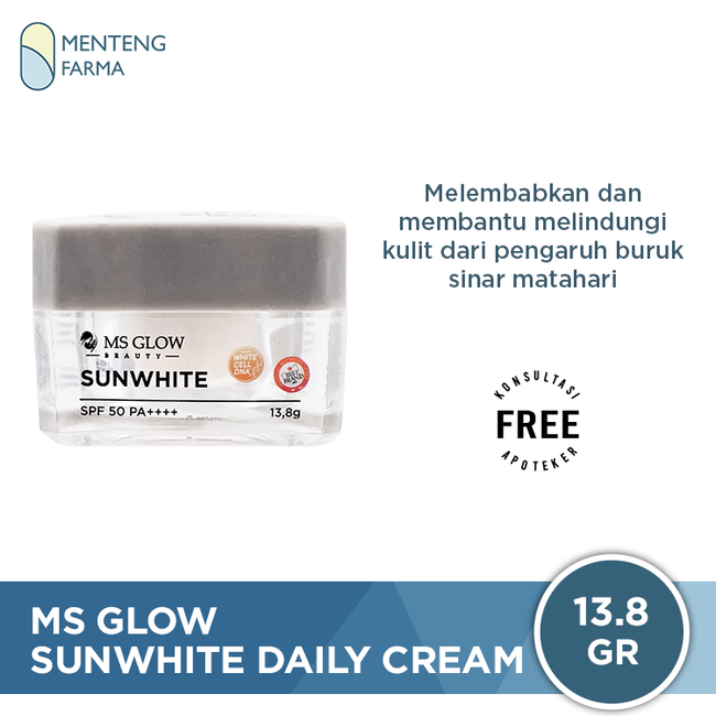 MS Glow Sun White Daily Cream 13.8 Gr - Melindungi dari Sinar UVA & UVB