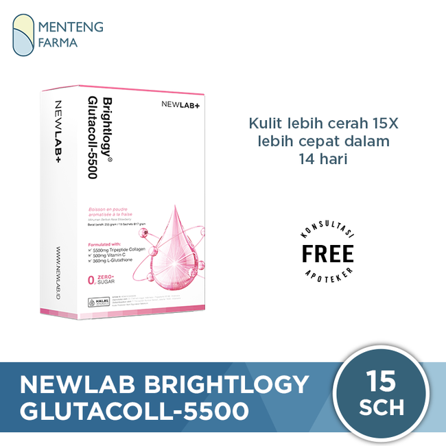 Newlab Brightlogy GlutaColl-5500 15 Sachet - Minuman Kolagen Untuk mencerahkan Kulit