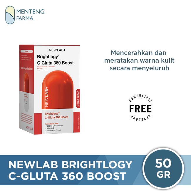 Newlab Brightlogy C-Gluta 360 Boost 50 Gr - Minuman Serbuk Pencerah Kulit