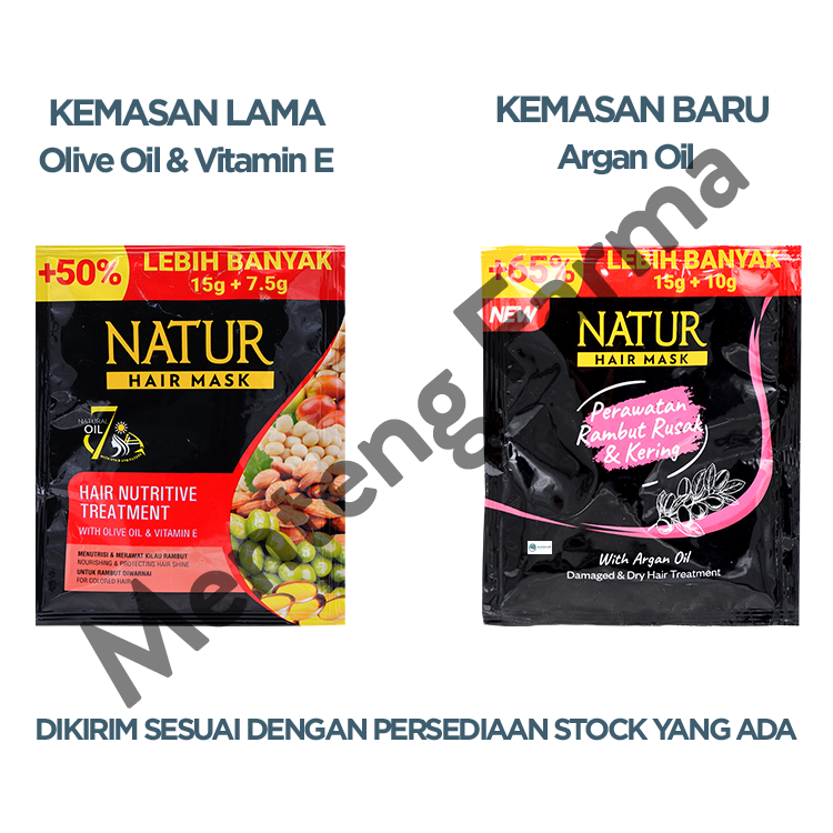 Natur Hair Mask With Argan Oil Sachet 15 Gram - Menutrisi dan Merawat Rambut Rusak