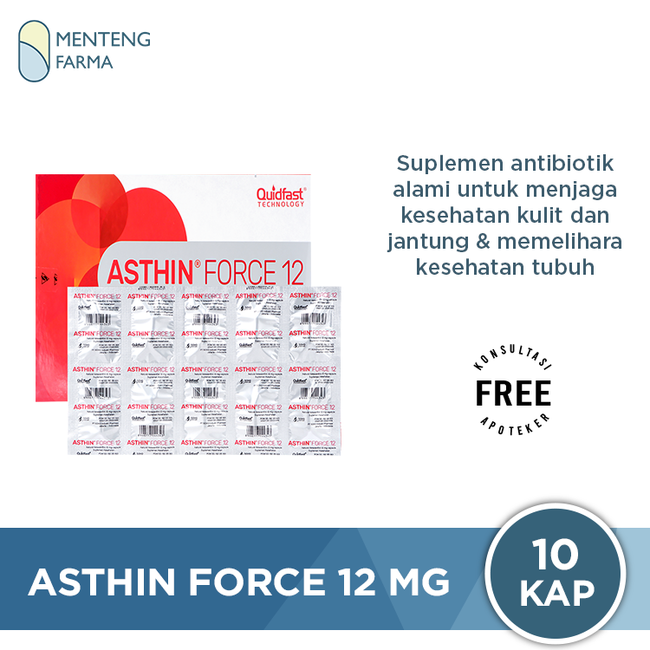 Asthin Force 12 Mg 10 Kapsul - Suplemen Antioksidan Menjaga Kesehatan Tubuh