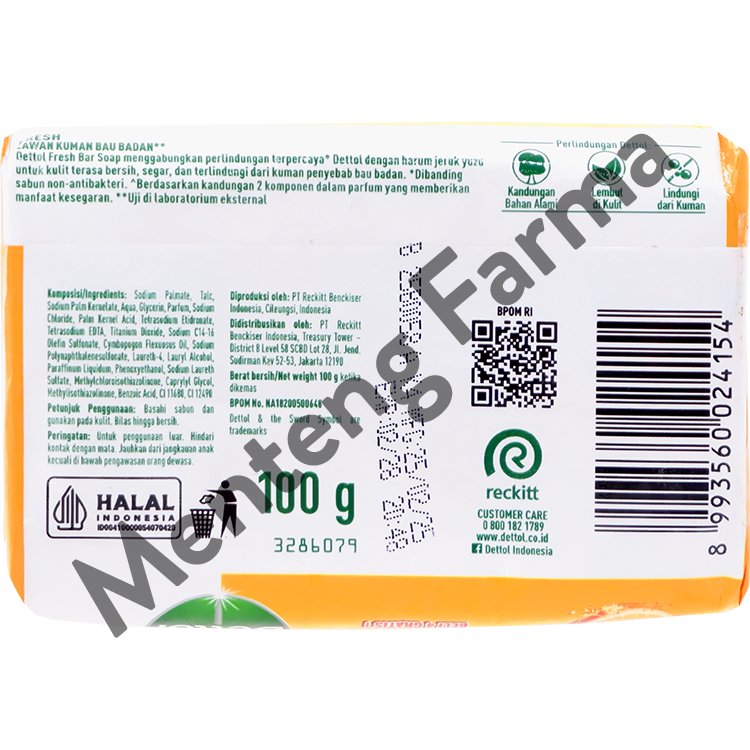 Sabun Mandi Batang Dettol Profresh Fresh - 100 gram