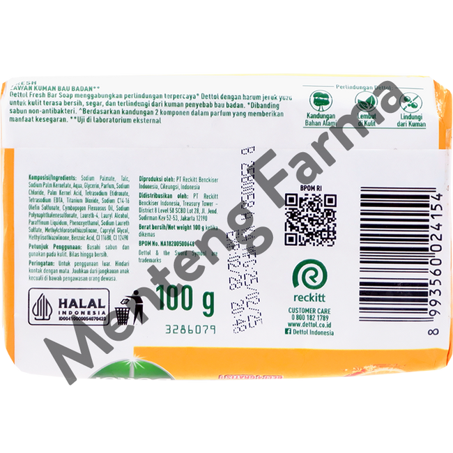 Sabun Mandi Batang Dettol Profresh Fresh - 100 gram