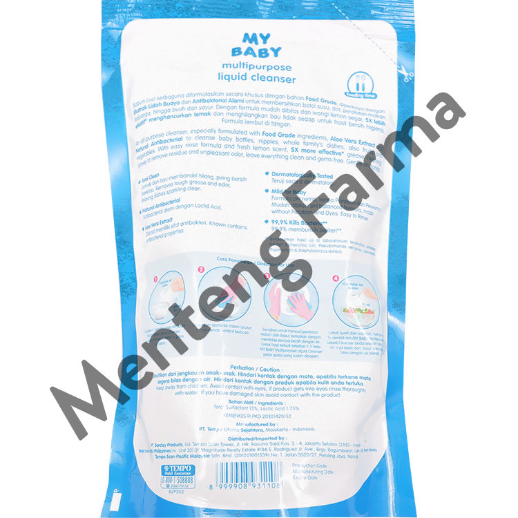 My Baby Multipurpose Liquid Cleanser Refill 700 mL - Sabun Cuci Botol Bayi