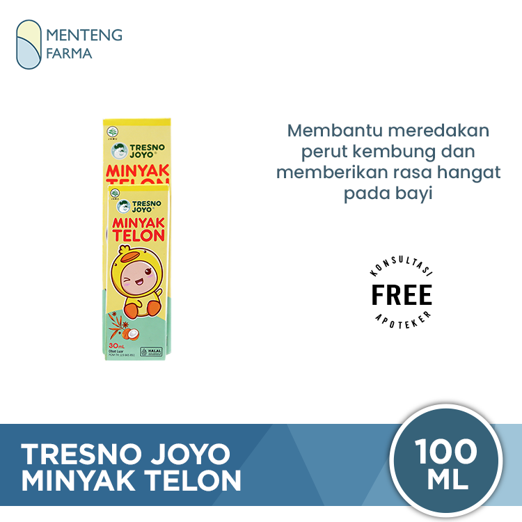 Minyak telon Tresno Joyo 100 mL Free 30 mL - Meredakan Kembung pada Bayi