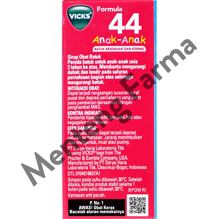 Vicks Formula 44 Anak Sirup 27 mL - Sirup Obat Batuk Anak
