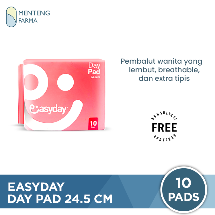 EasyDay Day Pad 24.5 cm 10 Pads - Pembalut Wanita Easy Day Katun Premium