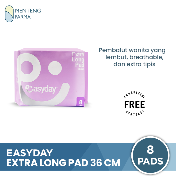 EasyDay Extra Long Pad 36 cm 8 Pads - Pembalut Wanita Bersalin Heavy Flow Kering Bebas Iritasi