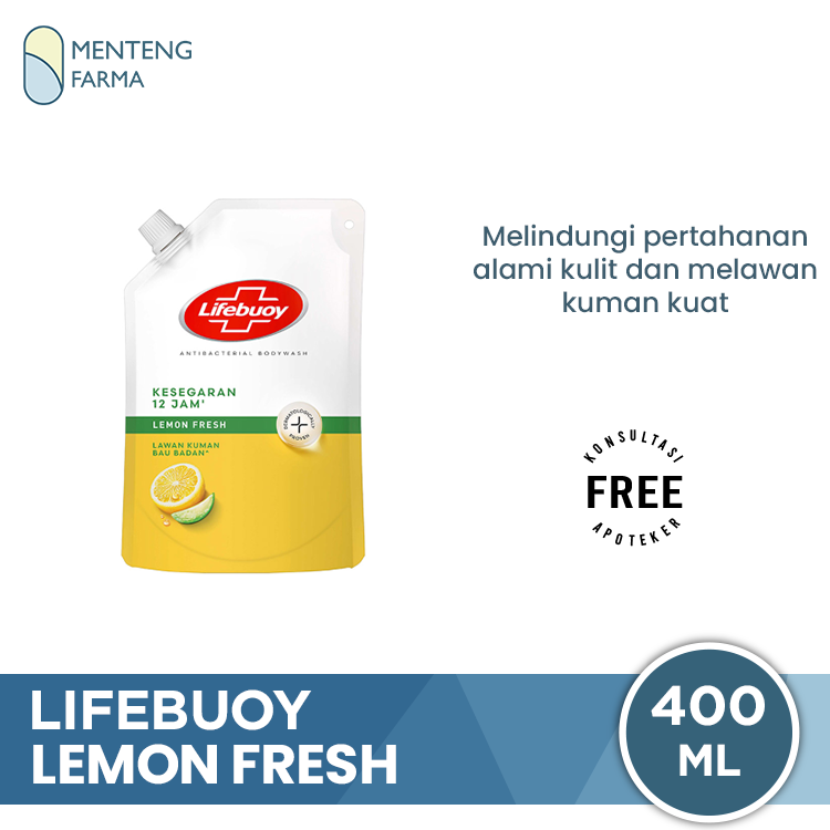 Lifebuoy Sabun Mandi Cair Refill Lemon Fresh 400 ML - Sabun Antibakteri ActivSilver dan Lemon