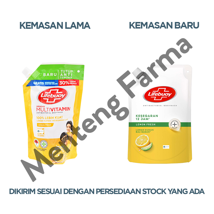 Lifebuoy Sabun Mandi Cair Refill Lemon Fresh 400 ML - Sabun Antibakteri ActivSilver dan Lemon