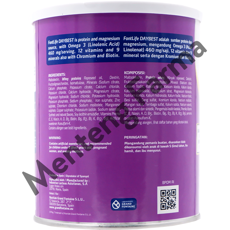 FontLife Daybest Rasa Vanila 400 Gr - Susu Khusus Penderita Diabetes