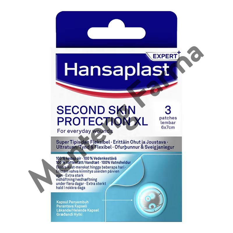 Hansaplast Second SKIN Protection XL 3 Lembar - Plester Super Tipis & Fleksibel