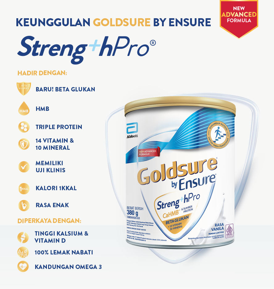 Goldsure By Ensure Vanila 380 Gram - Susu Penambah Nutrisi Dewasa Selama Masa Pemulihan