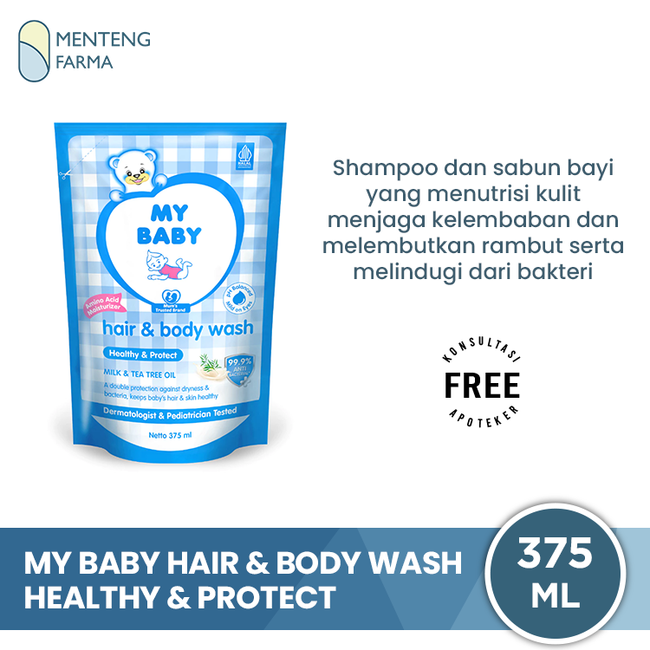 My Baby Hair & Body Wash Healthy & Protect Refill 375 mL - Shampoo dan Sabun Bayi