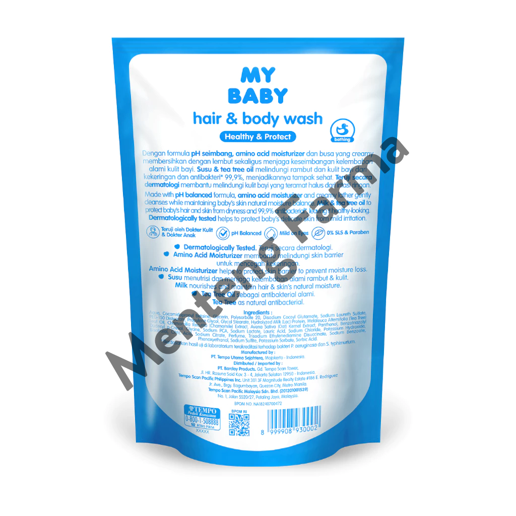 My Baby Hair & Body Wash Healthy & Protect Refill 375 mL - Shampoo dan Sabun Bayi