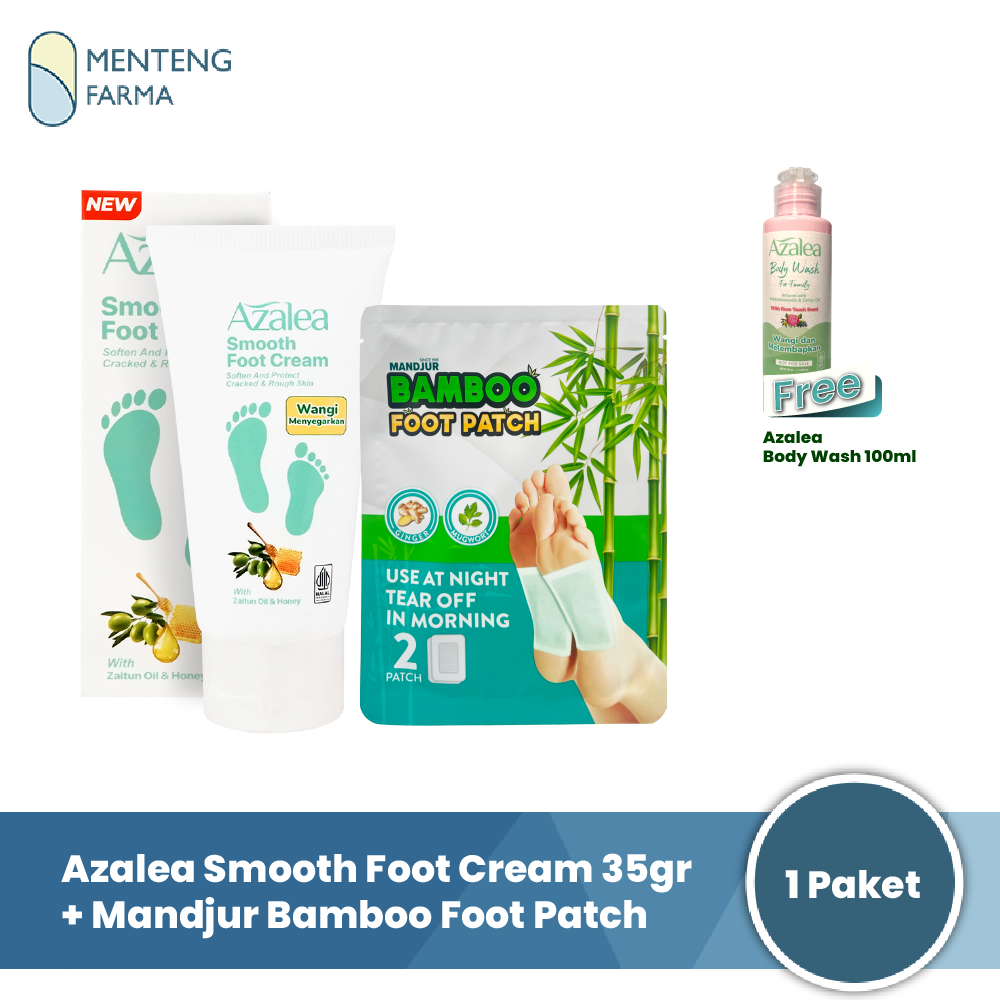 Paket Azalea Smooth Foot Cream X Bamboo Foot Patch - Perawatan Kaki
