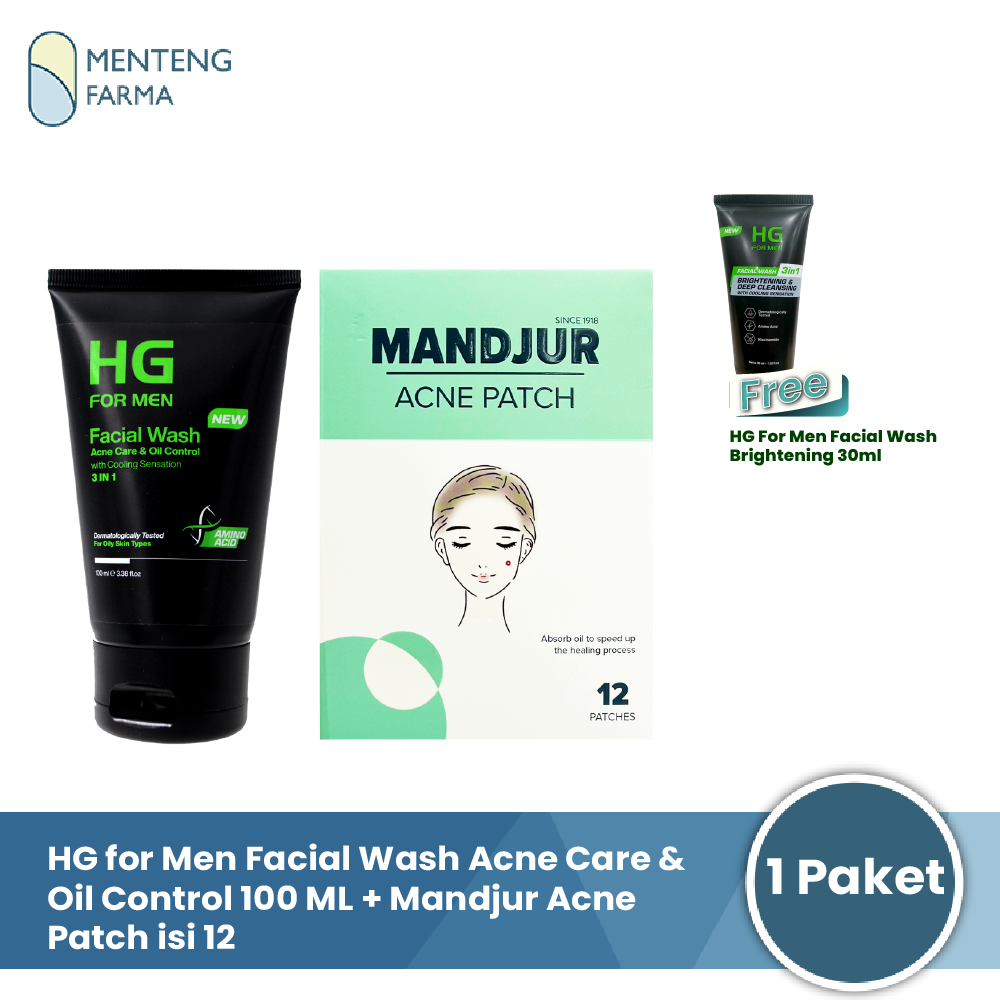 Paket HG For Men Facial Wash Acne Care X Acne Patch - Perawatan Wajah Pria Berjerawat