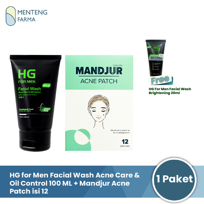 Paket HG For Men Facial Wash Acne Care X Acne Patch - Perawatan Wajah Pria Berjerawat