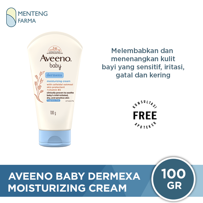 Aveeno Baby Dermexa Moisturizing Cream 100 Gr - Pelembab Kulit Bayi Sensitif Gatal Iritasi
