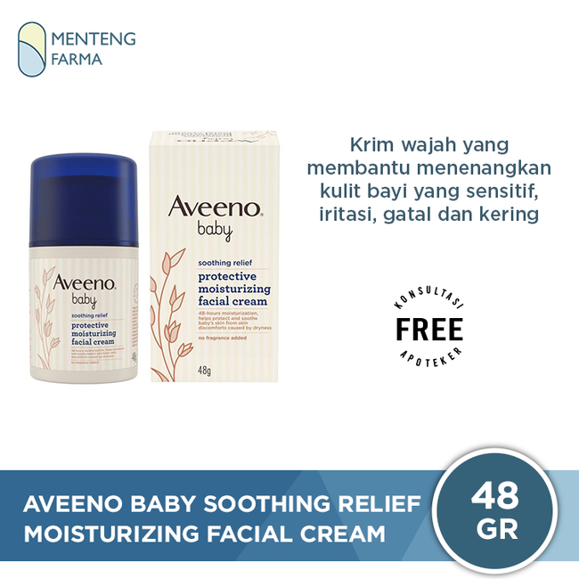 Aveeno Baby Soothing Relief Protective Moisturizing Facial Cream 48 Gr - Krim Wajah Bayi Kulit Kering Sensitif