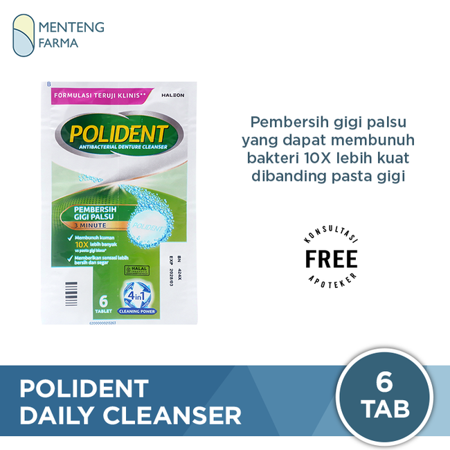 Polident Daily Cleanser 6 Tablet - Pembersih Gigi Palsu