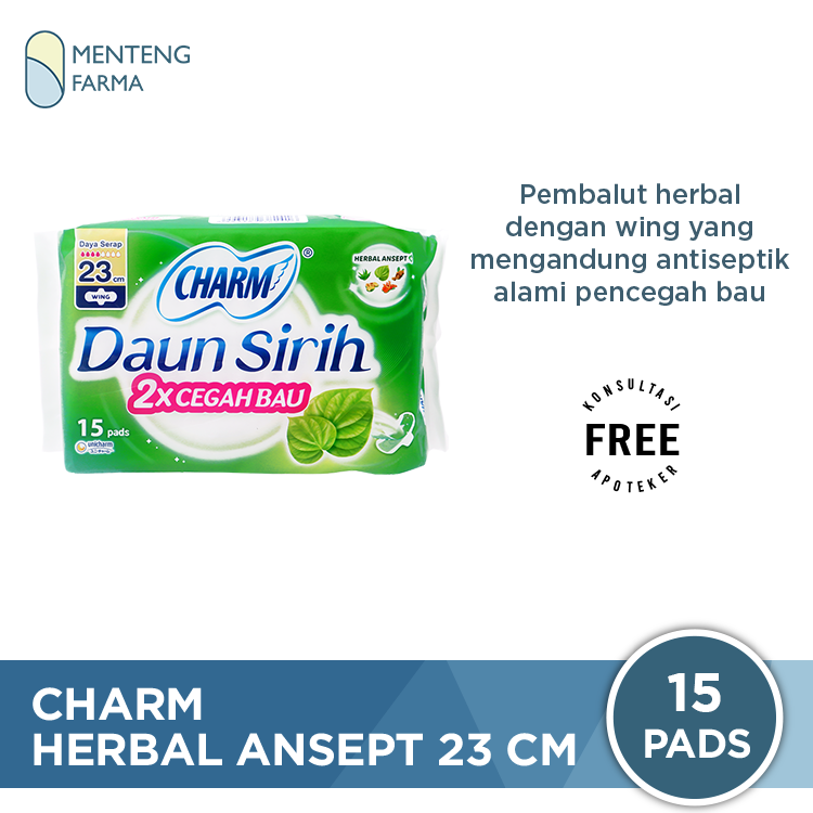 Charm Pembalut Herbal Ansept+ 23 cm 15 Pads - Pembalut Herbal 23 cm