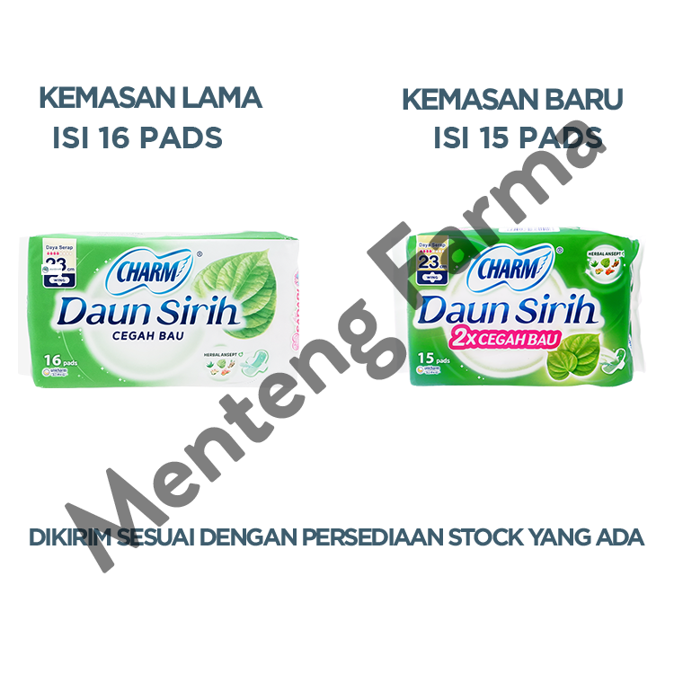 Charm Pembalut Herbal Ansept+ 23 cm 15 Pads - Pembalut Herbal 23 cm