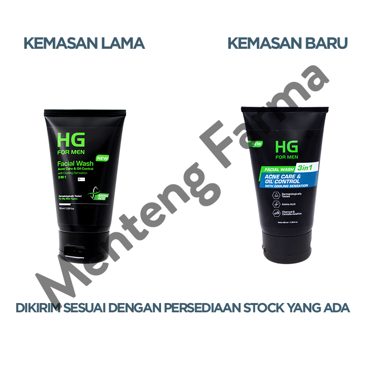 HG For Men Facial Wash Acne Care & Oil Control 100 ML - Sabun Cuci Muka Khusus Kulit Berjerawat