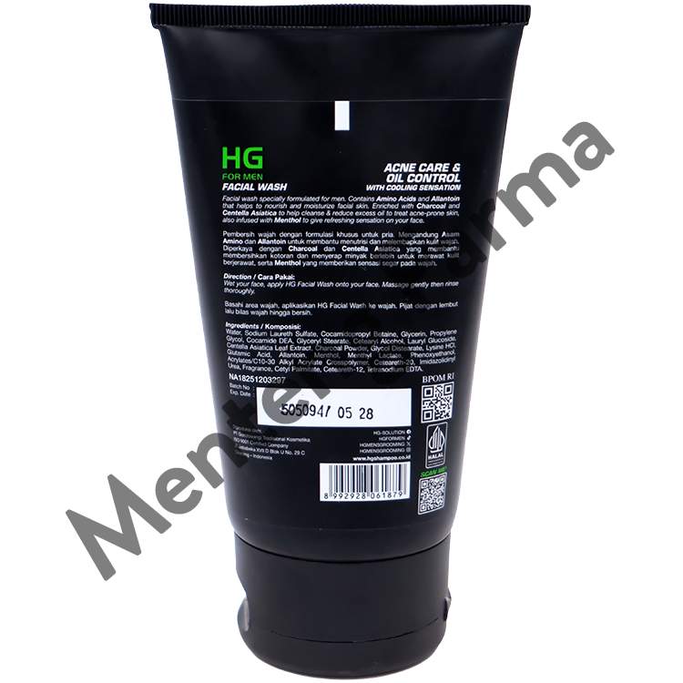 HG For Men Facial Wash Acne Care & Oil Control 100 ML - Sabun Cuci Muka Khusus Kulit Berjerawat