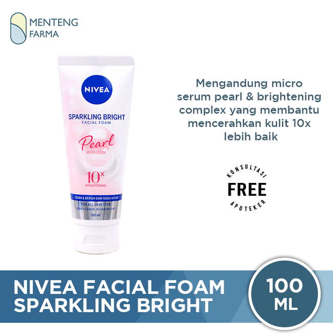 Nivea Sparkling Bright Facial Foam 100ml - Mencerahkan dan Mengenyalkan Kulit Wajah