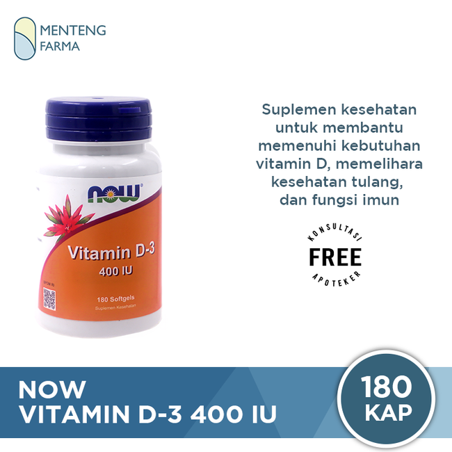 NOW Vitamin D3 400 IU 180 Softgels