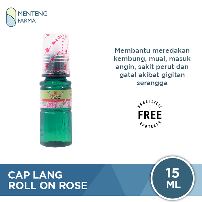 Minyak Eucalyptus Aromatherapy Cap Lang Roll On Rose 15 mL - Pereda Kembung dan Masuk Angin