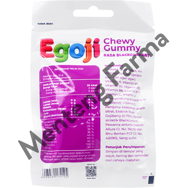 Egoji Chewy Gummy Blackcurrant Isi 10 Butir - Permen Gummy Vitamin C