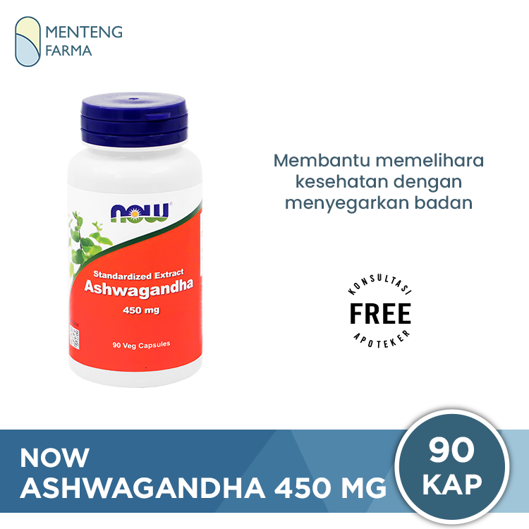 NOW Ashwagandha 450 mg 90 Capsules - Mengatasi Stress dan Cemas
