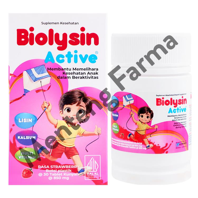 Biolysin ActiveRasa Strawberry 30 Tablet Kunyah - Tablet Multivitamin Anak