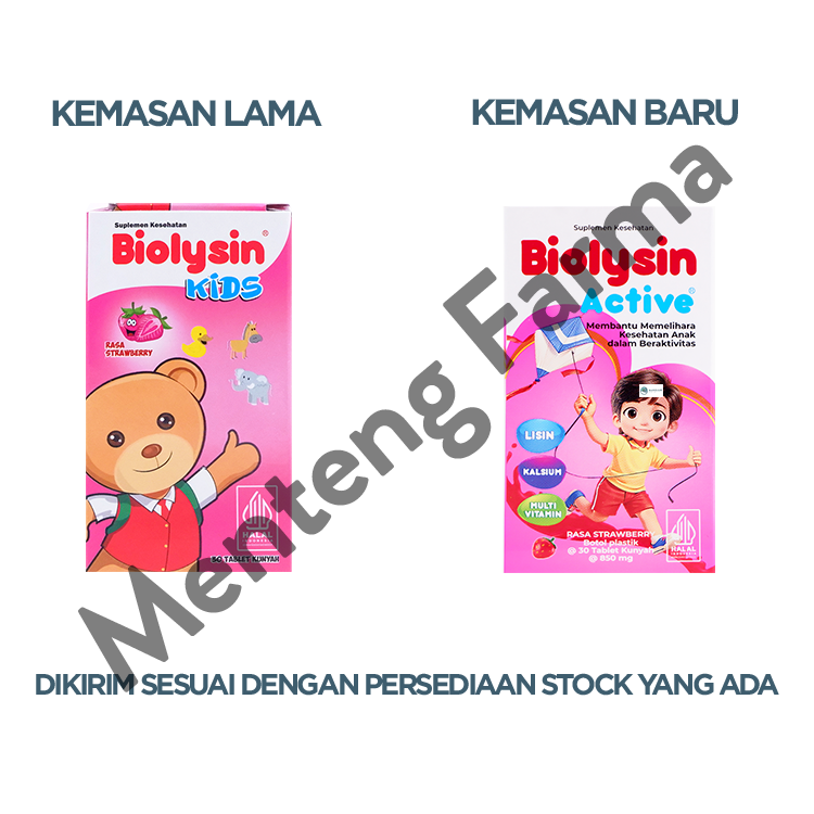 Biolysin ActiveRasa Strawberry 30 Tablet Kunyah - Tablet Multivitamin Anak