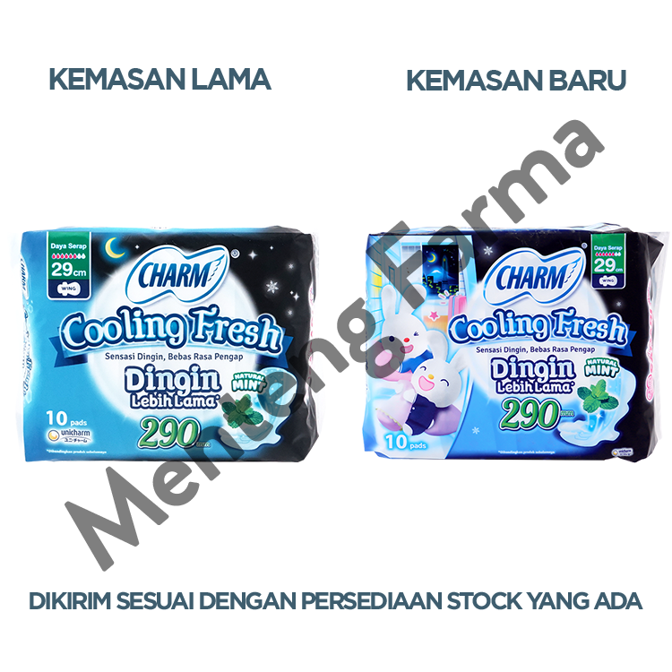 Charm Pembalut Cooling Fresh Night 29 cm 10 Pads - Pembalut Cooling Fresh 29 cm