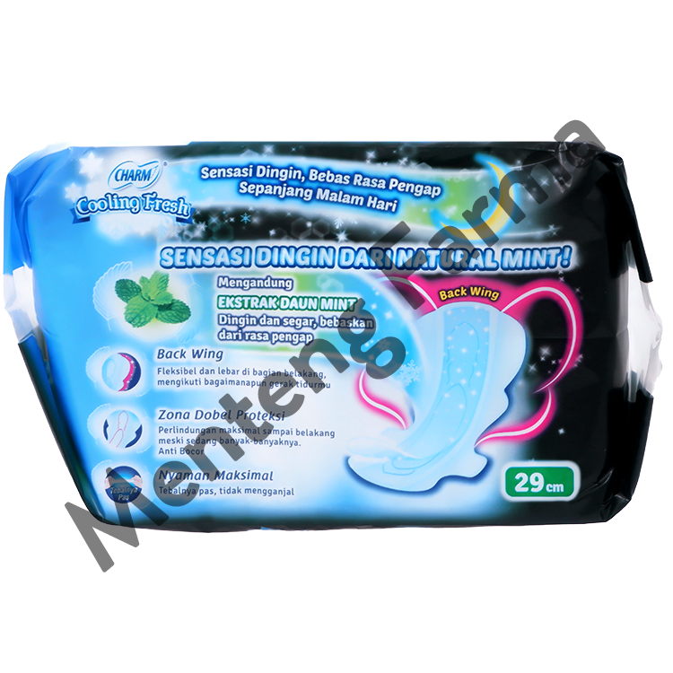 Charm Pembalut Cooling Fresh Night 29 cm 10 Pads - Pembalut Cooling Fresh 29 cm