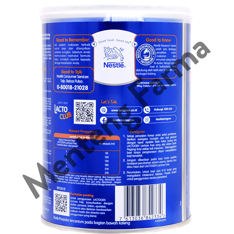 Lactogen Lactose Free 400 Gr - Susu Formula Bayi Bebas Laktosa
