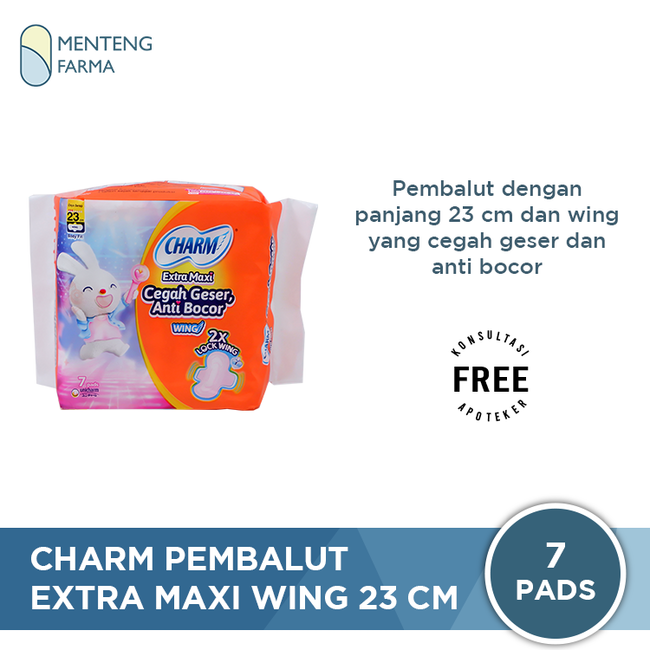 Charm Pembalut Body Fit Extra Maxi Wing 23 cm 7 Pads - Pembalut Wing 23 cm
