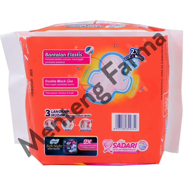 Charm Pembalut Body Fit Extra Maxi Wing 23 cm 7 Pads - Pembalut Wing 23 cm