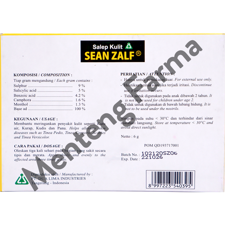 Salep Kulit Sean Zalf - Mengobati Kutu Air, Kurap, Kudis dan Panu