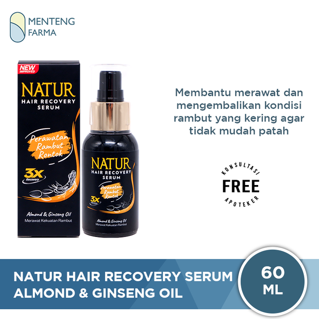 Natur Hair Recovery Serum Almond & Ginseng Oil 60 ML - Serum Anti Hair Fall