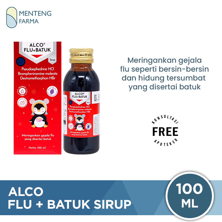 Alco Flu + Batuk Sirup 100 ml - Obat Batuk Bersin dan Hidung Tersumbat