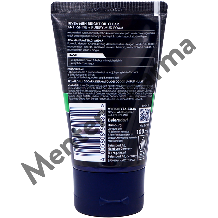 Nivea Men Bright Oil Clear Anti Shine + Purify Mud Facial Foam 100ml - Mencerahkan dan Mengatasi Minyak Berlebih