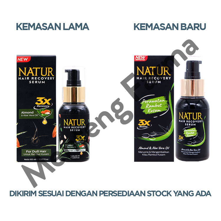 Natur Hair Recovery Serum Almond & Aloe Vera Oil 60 ML - Serum Untuk Rambut Kusam